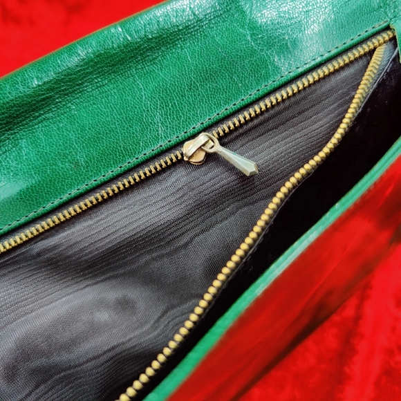 Vintage Clutch Bottega Veneta Authentic Green Leather - Picture 10 of 11